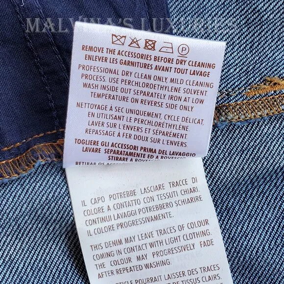 GUCCI JEANS FLARED DENIM PANTS w INTERLOCKING G LOGO CHAIN HARDWARE sz 42 / US 6 - Picture 11 of 14